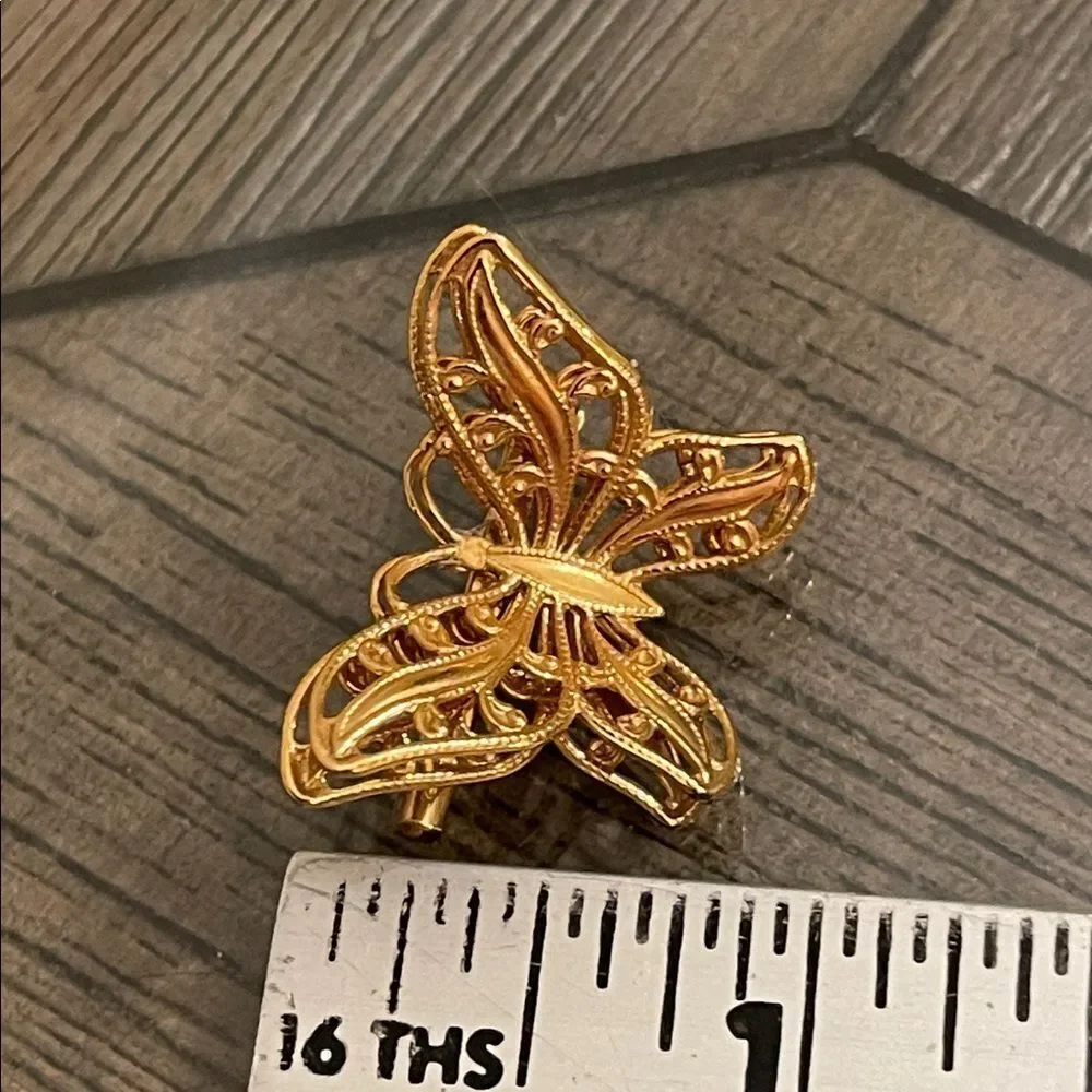 Vintage Gold-tone NAPIER Filigree Butterfly Pin - Brooch